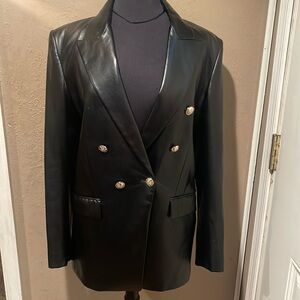 Faux leather blazer from Zara